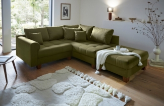 Home affaire Ecksofa Rice L-Form inkl. Hocker, Set, mit Bonnellfederkern, Hocker & Kissen, Ottomane beidseitig montierbar