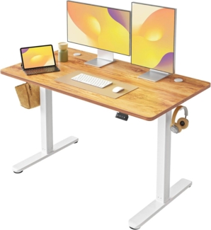 Elektrischer Schreibtisch Höhenverstellbar 120x60cm Memory Weiß/Hellbraun