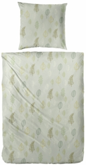 Biber Bettwäsche Blätter 155x220 cm grün