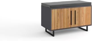 Schuhbank >Joe< in Eiche / anthrazit, Eiche teilmassiv - 82 x 51 x 40 cm (BxHxT)