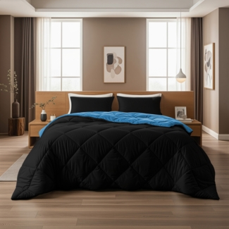 Sleeptime Bettdecke Diamond – waschbar, 4 Jahreszeiten, Schwarz/Blau