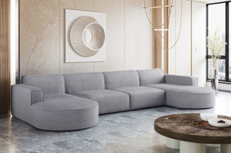 Kaiser Möbel Ecksofa Designer MODENA U XL stoff Dicker cord Poso, Viele Farben, praktisch und komfortabel