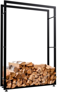 DELUKE® Kaminholzregal innen Metall SATLO - für Feuerholz Brennholzregal innen Kaminholzständer Kaminholzhalter Feuerholzregal InnenSchwarz, 25x100x150cm