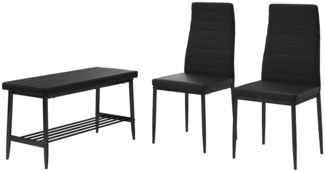 Vicco Sitzbank und Stuhl Schwarz 85 x 46.5 cm 3-teiliges Set, Grand