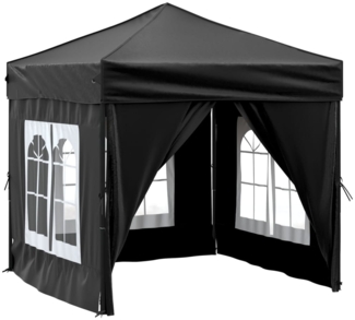 vidaXL Partyzelt Faltbar mit Seitenwänden, Polyethylen / Stahl schwarz, 2x2 m