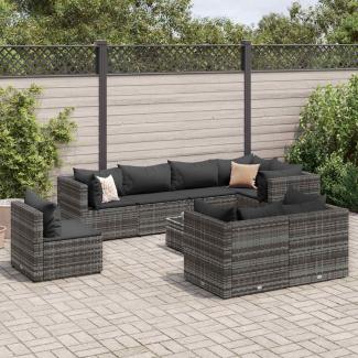 vidaXL 9-tlg. Garten-Lounge-Set mit Kissen Grau Poly Rattan 3308202