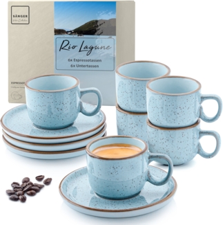 SÄNGER Espressotassen Set Rio Lagune 12 teilig für 6 personen