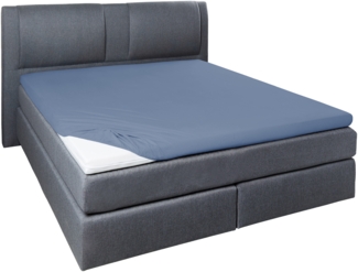 Hahn Haustextilien Elastan-Jersey-Spannbetttuch für Topper 140-160x200 cm Höhe 4-10 cm blau