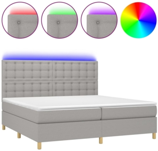 vidaXL Boxspringbett mit Matratze & LED Hellgrau 200x200 cm Stoff, Härtegrad: H2 [3135781]
