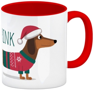 speecheese Tasse Weihnachts-Dackel LONGDRINK Kaffeebecher in rot