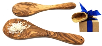 Olivenholz-erleben Reislöffel Reislöffel aus Olivenholz, Reislöffel zum Portionieren, Servieren und Mischen von Reis