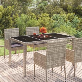 vidaXL Gartentisch mit Glasplatte Grau 150x90x75 cm Poly Rattan 319900