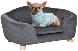 PawHut Tierbett Hundebett Hundesofa mit Kissen, Plüsch, Dunkelgrau 70 x 47 x 30 cm