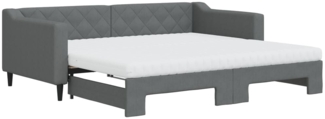 vidaXL Tagesbett Ausziehbar mit Matratzen Dunkelgrau 90x190 cm Stoff 3197455