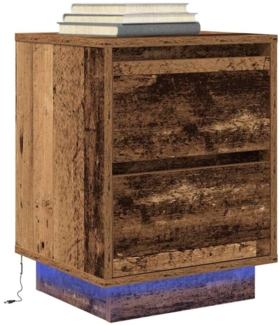 vidaXL Nachttisch mit LED-Leuchten Altholz-Optik 38x34x50 cm