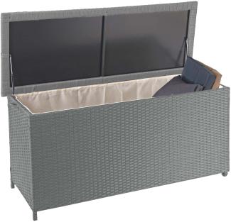 Poly-Rattan Kissenbox HWC-D88, Gartentruhe Auflagenbox Truhe ~ Premium grau, 63x135x52cm 320l