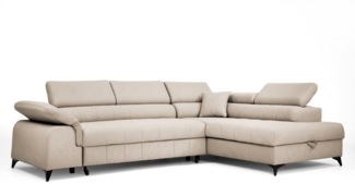 NEXT COLLECTION Ecksofa Eck mit verstellbaren Kopfteilen und Armlehnen CLARK L, Metallfüße