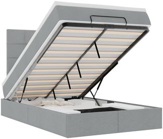 vidaXL Ottoman-Bett mit Matratze & LEDs Hellgrau 120x200 cm Stoff 3313996