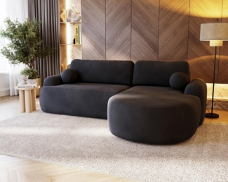 Compleo Ecksofa boucle mit breiter Ottomane OLIO, rundes Design, Exklusiv design, Stil: Modern/Japandi