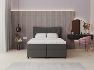 PANDA MÖBEL GmbH Boxbett Nevada mit bettkasten 140cm 160cm 180cm x 200 cm mit topper, H3 (Perfekt für erholsamen Schlaf), Komfortables Boxbett Nevada mit Bettkasten, Matratze und Topper