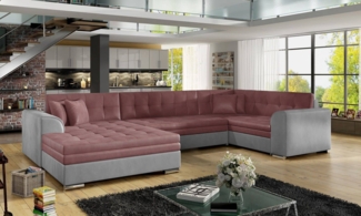 Damario Sofa Rosa – U-Form mit Schlaffunktion für dein Zuhause