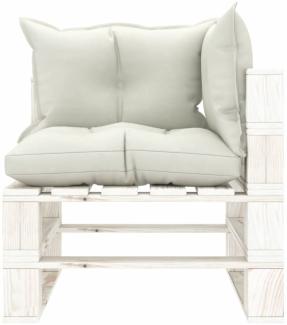 vidaXL Garten-Paletten-Ecksofa mit Kissen in Beige Holz 3052421