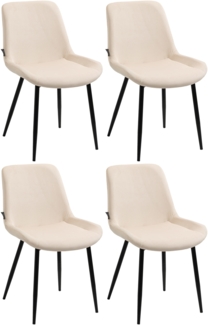 DELUKE® 4er Set Esszimmerstühle WIKIL Samt - 80x51x60cm, creme, Samt Metall matt schwarz Gestell Stühle Esszimmerstühle Stuhl Esszimmer Esstisch Stühle Küchenstuhl