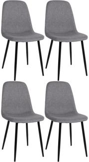 4er Set Esszimmerstühle Napier Stoff grau