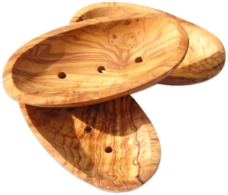 Olivenholz-erleben Seifenschale oval, große Seifenablage, Länge ca. 16 cm mit Rille auf der Rückseite, 1-St, Natürlich schön – ein Blickfang mit mediterranem Charakter