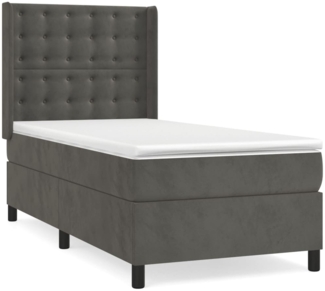 vidaXL Boxspringbett mit Matratze Dunkelgrau 100x200 cm Samt 3132904