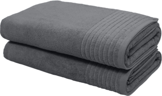 my home Saunatuch Sanremo Premium, Premium Handtücher, 600 gr/m², 80x200cm, Frottier (Set, 2-St), Bordüre, einfarbig, flauschig, weich, dicke Qualität, 5 Jahre Garantie