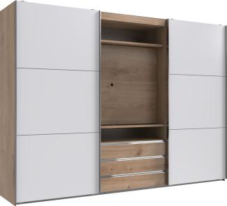 TV-Schrank >MAGIC< in PLANKENEICHE + WEISS - 300x216x65cm (BxHxT)