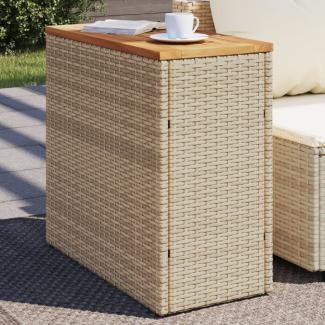 vidaXL Garten-Beistelltisch Holzplatte Beige 58x27,5x55 cm Poly Rattan 366072