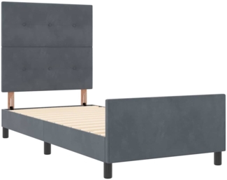 vidaXL Bettgestell mit Kopfteil Dunkelgrau 90x190 cm Samt 3344910