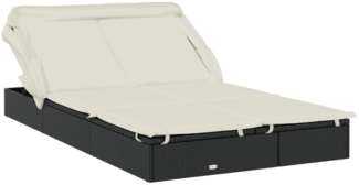 vidaXL 2-Personen-Sonnenliege mit Dach Schwarz 213x118x97 Poly Rattan 319650
