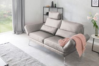 KAWOLA Sofa HURRICANE 2-Sitzer Leder hellgrau 87 x 141 x 170 cm