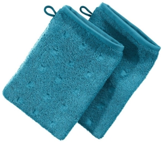 Möve Waschhandschuh Waschhandschuh 2er-Pack "Quadretti", Frottier (2-St), Walk-Frottier Uni