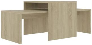 2er-Set Couchtisch, Spanplatte Sonoma-Eiche 100 x 48 x 40 cm