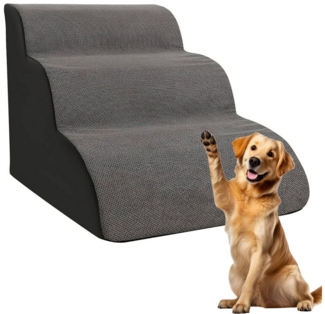 OKWISH Hunderampe 3-Stufig Hundetreppe Haustiertreppe Hunde Treppe Katzentreppe (mit Abnehmbarem Waschbarem Kordstoff Bezug und Rutschfestem Boden, 1-St, Haustiertreppen Treppen für Kleine Hunde Haustier 60 x 40 x 40 cm), für Bett und Sofa mit Hochdichtem S...