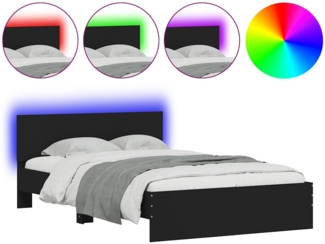vidaXL Bettgestell mit Kopfteil LED-Beleuchtung Schwarz 140x190 cm 3207624