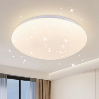 Nettlife LED Deckenleuchte Sternenhimmel Weiß Schlafzimmer Deckenlampe 12W Deckenbeleuchtung Rund, LED fest integriert, Neutralweiß, Kinderzimmer Küche Büro Flur Keller