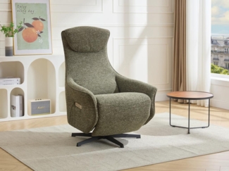 Vente-unique - Elektrischer Relaxsessel - Stoff strukturiert - Grün - TASEMO
