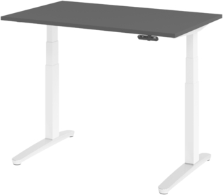 bümö elektrisch höhenverstellbarer Schreibtisch 120x80 cm mit Memory-Steuerung - Design Schreibtisch höhenverstellbar elektrisch, elektrischer Schreibtisch graphit, Gestell weiß/alu, XBHM-12-G-WC