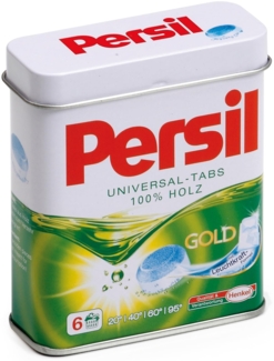 Erzi 21201 Waschmitteltabs Persil aus Holz in der Dose, Kaufladenartikel für Kinder, Rollenspiele