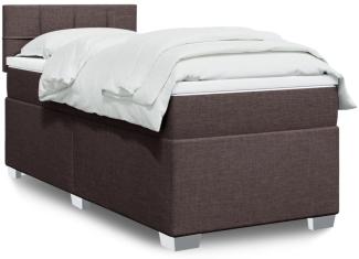 Boxspringbett mit Matratze, Stoff, Viereckige, grauer Fuß, Dunkelbraun, 90x190 cm, true