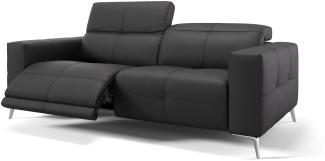 Sofanella 3-Sitzer MARBELLA Ledercouch Ledersofa Relaxsofa in Schwarz