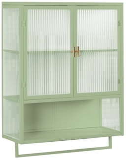 Celya Hängeschrank 60 cm Badezimmerschrank Wandschrank mit drei Ebenen Stauraum (Mit Handtuchhalter und offenen Trennwänden) für Küche, Badezimmer, Wohnzimmer, Esszimmer,grün