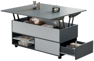 MODFU Couchtisch Hydraulischer Hub Tisch, multifunktional (Wohnzimmertisch, Sofatisch, Satztisch, Beistelltisch, 1-St, mit Rollen), mit Verstecktem Stauraum und Ablage