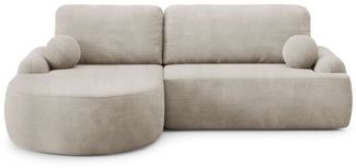 Lookway Ecksofa CLEO CORD Rundes Ecksofa mit Schlaffunktion und Bettkasten