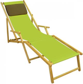 Liegestuhl pistazie Fußablage Kissen Deckchair klappbar Sonnenliege Holz Gartenliege 10-306NFKD